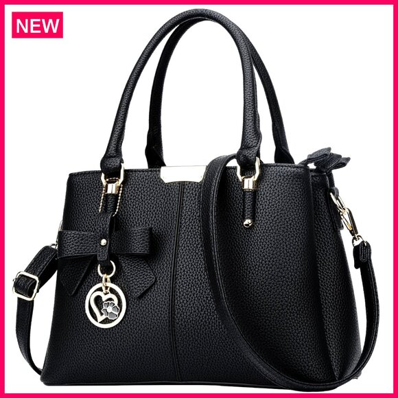 Handbags - Medium Satchel Purse with 3 Zippered Compartments, Top Handle Shoulder Bag